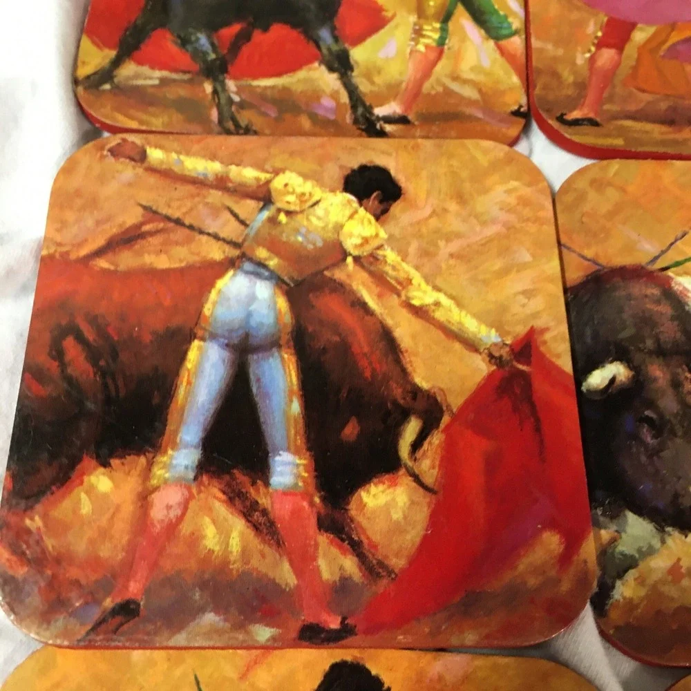 Bullfighter Coasters Set of 6 Bull Spanish‎ Toreador Spain 4